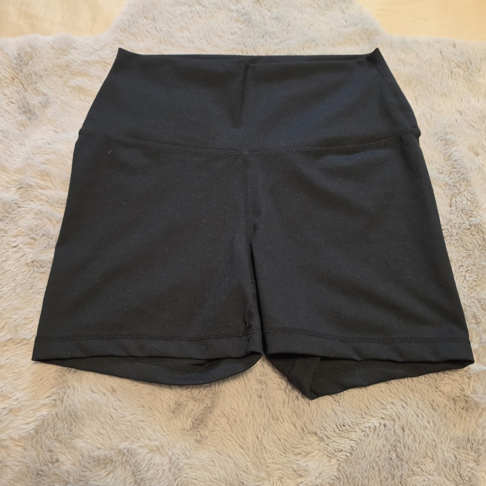 Reflex High Waisted Athletic Biker Yoga Shorts Solid Black Size Large